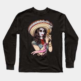 carinval girl with sombrero Long Sleeve T-Shirt